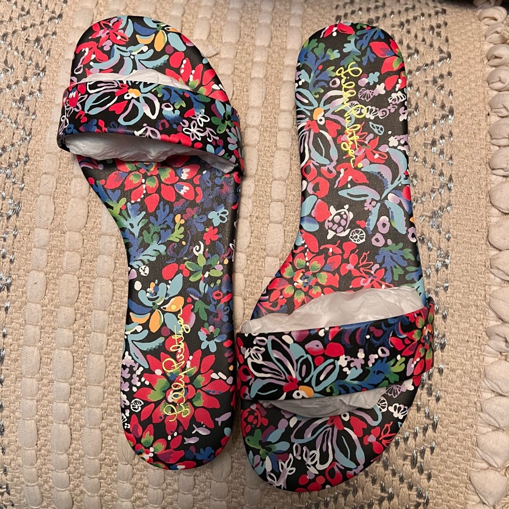 Lilly Pulitzer Colorful Floral Slide Sandals